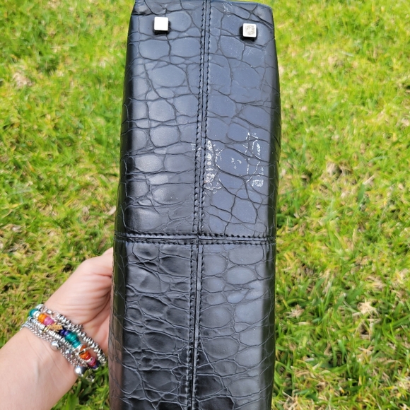 Y2K Stuart Weitzman Black Vegan Snakeskin Embossed Shoulder Bag/Purse - Picture 10 of 10